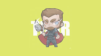 Thor Minimal Chibbi , thor, superheroes, minimalism, minimalist, artist, artwork, digital-art, artstation HD wallpaper