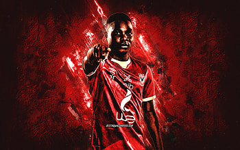 Luis Miquissone, Al Ahly SC, Mozambican footballer, red stone background, football, Egyptian Premier League, grunge art, Egypt HD wallpaper
