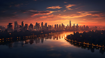 Aesthetic cityscape, AI Art, sunset, cityscape, graphy, aesthetic, artistic, city HD wallpaper