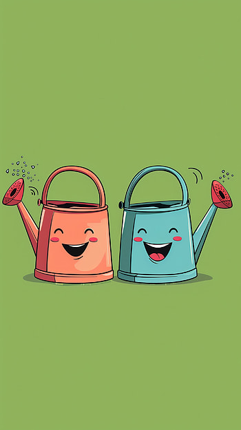 Cheerful Watering Can Duo HD phone wallpaper
