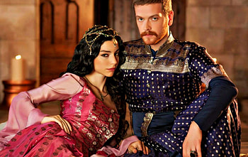 Magnificent Century (2011-), blue, Nurbanu Sultan, man, selim, girl, Merve Bolugur, actress, woman, Engin Ozturk, Magnificent Century, pink, tv series, sultan, prince, actor, turkish HD wallpaper