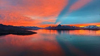 Maniitsoq, Greenland, reflection, colors, sky, water, sunset HD wallpaper