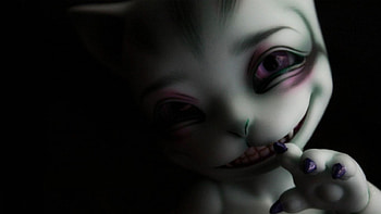 Evil cat, purple, evil, cat, dark HD wallpaper