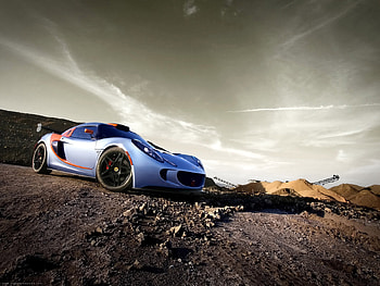 Lotus, landscape, car, sunset HD wallpaper