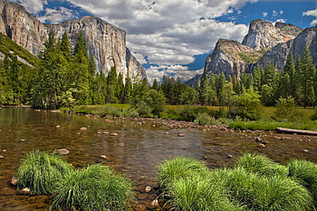 Landscape, Nature, Rivers, Mountains, Forest, Vegetation, Flow, Blue Sky HD wallpaper