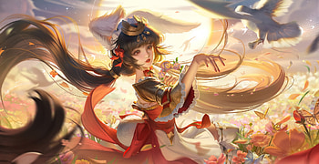 Fantasy girl, fantasy, red, yellow, 3qstudio, girl, 3q studio HD wallpaper