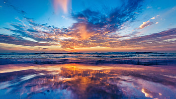 Ocean Sky Sunset Beach, ocean, sky, nature, sunset, beach HD wallpaper
