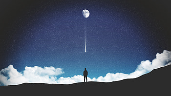 Falling Moon , artist, artwork, digital-art, deviantart HD wallpaper