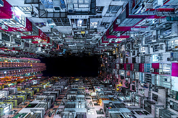 Hong Kong Buildings Worms Eye View, hong-kong, world, buildings HD wallpaper