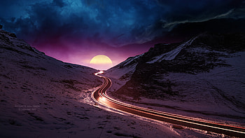 Dreamscape Sunset View , minimalist, sunset, artist, artwork, digital-art, minimalism, deviantart, sunrise, road HD wallpaper