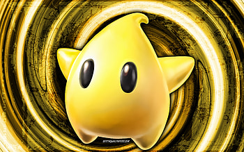 Luma, yellow grunge background, vortex, Super Mario, cartoon star, Super Mario characters, Super Mario Bros, Luma Super Mario HD wallpaper