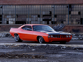 1972_Plymouth_Barracuda, Mopar, 1972, Orange, Classic HD wallpaper