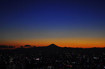 Dawn, sunset, mount fuji, sky HD wallpaper