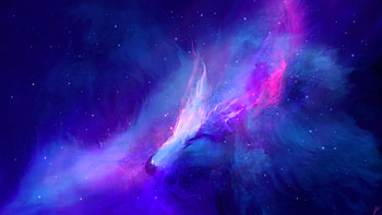 Wolf muzzle, fantasy, clouds, nebula, cosmos, art HD wallpaper