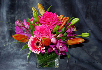 Flowers, Roses, Gerberas, Buds, Composition, Orchids HD wallpaper