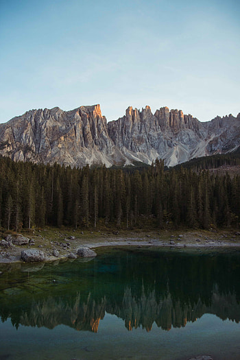 Landscape, Nature, Trees, Mountains, Lake, Shore, Bank HD phone wallpaper