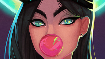 Neon Bubble Gum Girl , bubble-gum, bubble, artist, artwork, digital-art HD wallpaper