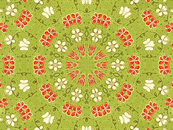 Kaleidoscope Orange Flowers, flowers, kaleidoscope, orange, green HD wallpaper