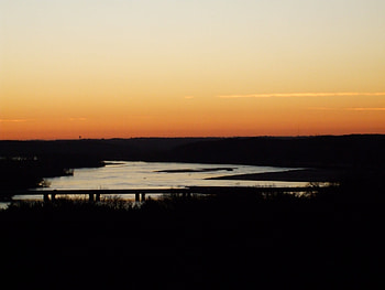 Sunrise, river, nebraska, dark HD wallpaper