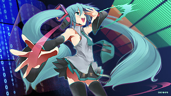 Perspection Sings, hatsune miku, miku hatsume, vocaloid, miku, singing, light, sing, hatsune, perspective, technology, green haired HD wallpaper