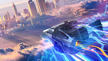 Back To The Future DMC DeLorean Artwork, artist, digital-art, artwork, deviantart HD wallpaper