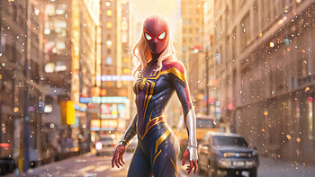 Amazing Spidergirl In Action, spidergirl, superheroes, ai, artwork, digital-art HD wallpaper