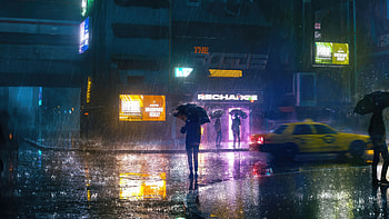 Rainy Nights, rain, artist, artwork, digital-art HD wallpaper