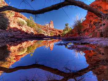 Mirrored waters, fall, colors, mountain, lake, reflection, mirrored, autumn, nature, waters HD wallpaper