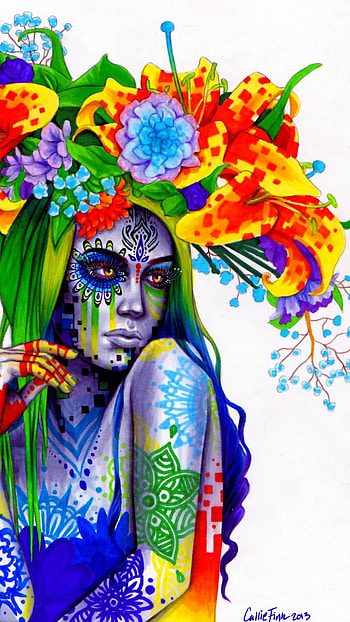 Flower Girl, flower, colorful, fantasy, woman HD phone wallpaper