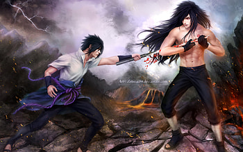 madara uchiha vs sasuke uchiha fighting anime full . HD wallpaper