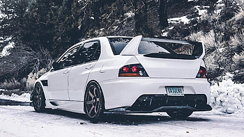 Lancer Evo, Snow white HD wallpaper