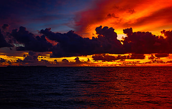 Water, Sunset, Clouds, Dark, Ocean HD wallpaper