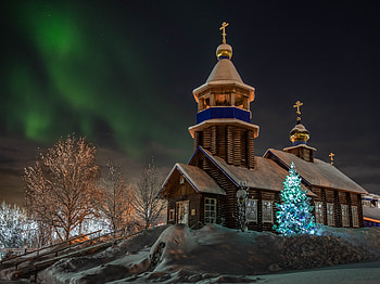 Church Northern Lights, Nature, Lights, Northern, Church HD wallpaper