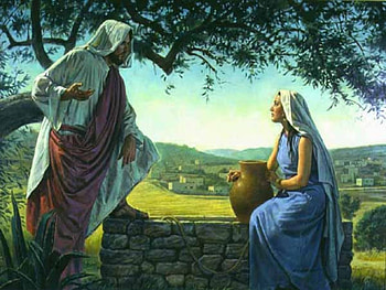 JESUS and the woman from Samaria, art, love, jesus, christ, water, woman HD wallpaper