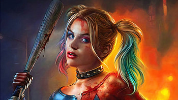Harley Quinn With Bat, harley-quinn, superheroes, artist, artwork, digital-art HD wallpaper