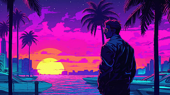 Vaporwave Sunset Escape — Artistic Dreamscape, artistic, vaporwave HD wallpaper