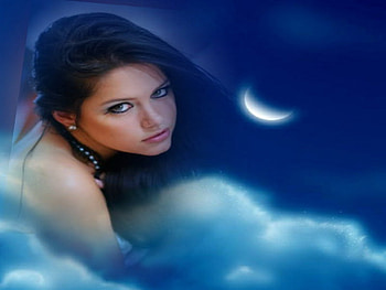 Moon Lady, night, lady, moon, cloud HD wallpaper