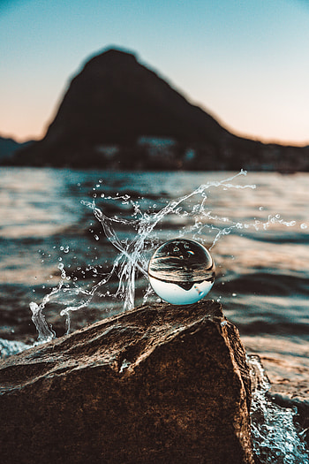 Silhouette, coast, glass crystal ball HD phone wallpaper