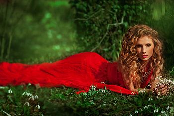 Beauty, model, red, girl, dress, woman HD wallpaper