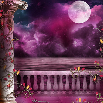 Balconmauve, purple, abstract, moon, fantasy HD wallpaper