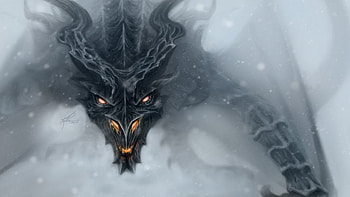 Preview dragon, alduin, skyrim, art HD wallpaper