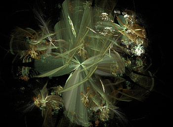 Green leaves and flower fractal, leaves, fractals, flower, green, fractal HD wallpaper