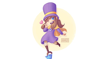 Hat girl, video game, A Hat in Time, minimal HD wallpaper
