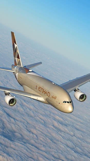 Etihad Airways Airbus A380-800 Superjumbo, aircraft, vehicle HD phone wallpaper