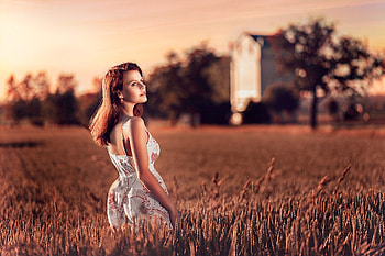 Red Head Women Dress, women, girls, dress HD wallpaper
