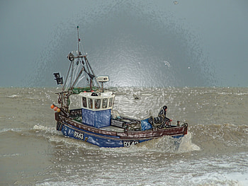 Fishing Boat, sea, dungeness, coast HD wallpaper