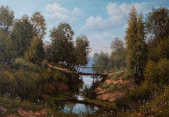 Forest, painting, art, nature, tree HD wallpaper