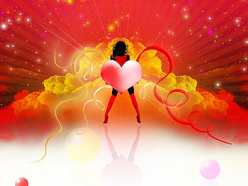 Lady in the sky, lady, stars, red sky, coulds HD wallpaper