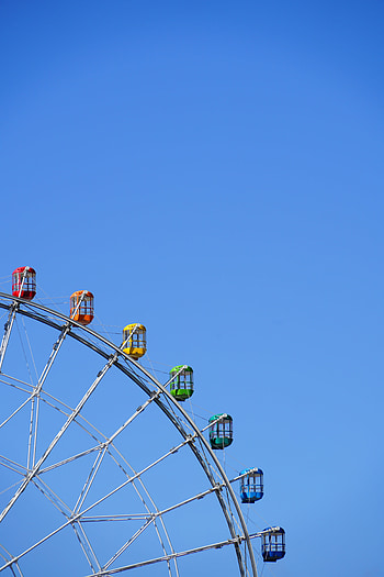 Miscellanea, Miscellaneous, Multicolored, Motley, Ferris Wheel, Attraction, Booths, Stall HD phone wallpaper