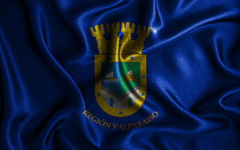 Valparaiso flag, , silk wavy flags, Chilean regions, Flag of Valparaiso, fabric flags, 3D art, Valparaiso, Regions of Chile, Valparaiso 3D HD wallpaper